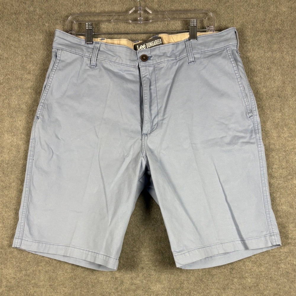 Lee‎ Dungarees Chino Shorts Stretch Flat Front 36 Light Blue